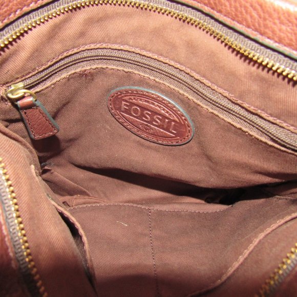 Fossil Brown Pebbled Leather PRESTON Expandable Crossbody Bag Purse - Picture 9 of 12